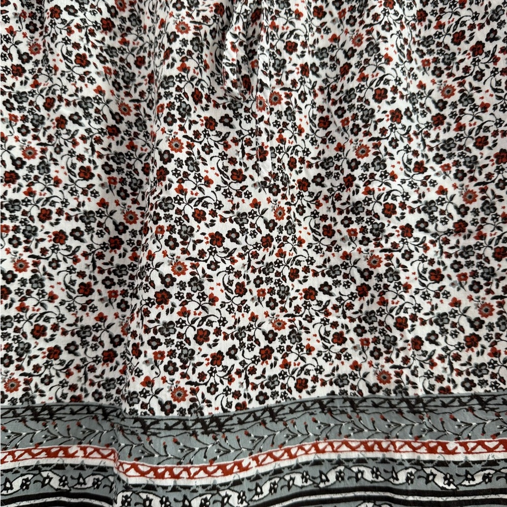 Floral Mini Skirt With Pockets  - Black, Red, White